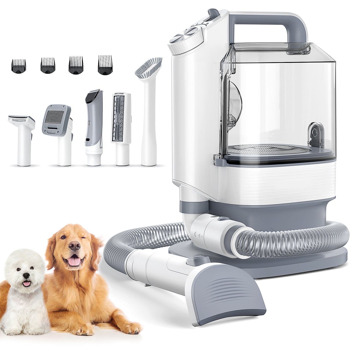 5 in 1 Pet Dog Cat Grooming Vacuum Clippers Kit with 3 Suction Mode, 3.2L Large Dust Cup for Shedding & Cleaning