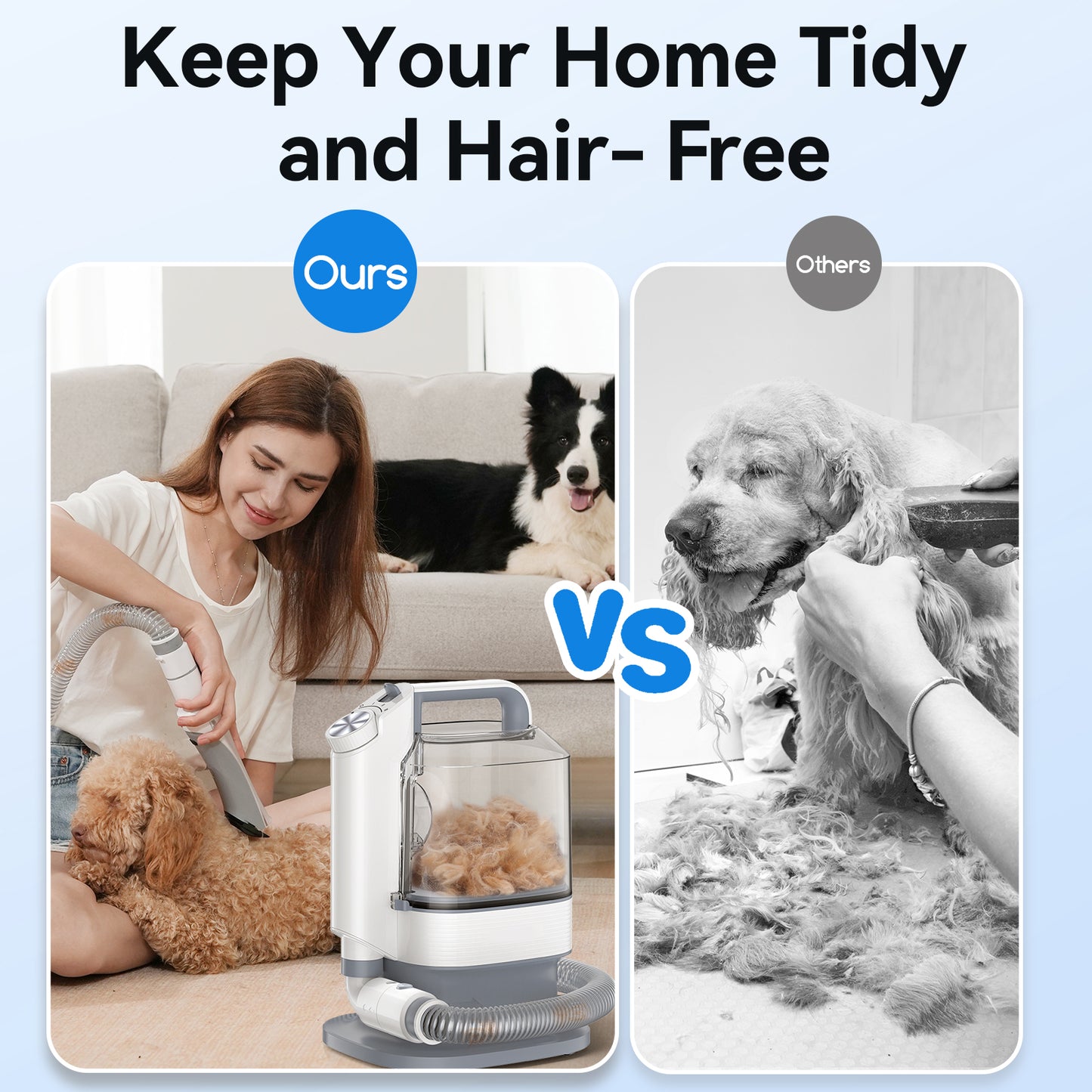 5 in 1 Pet Dog Cat Grooming Vacuum Clippers Kit with 3 Suction Mode, 3.2L Large Dust Cup for Shedding & Cleaning