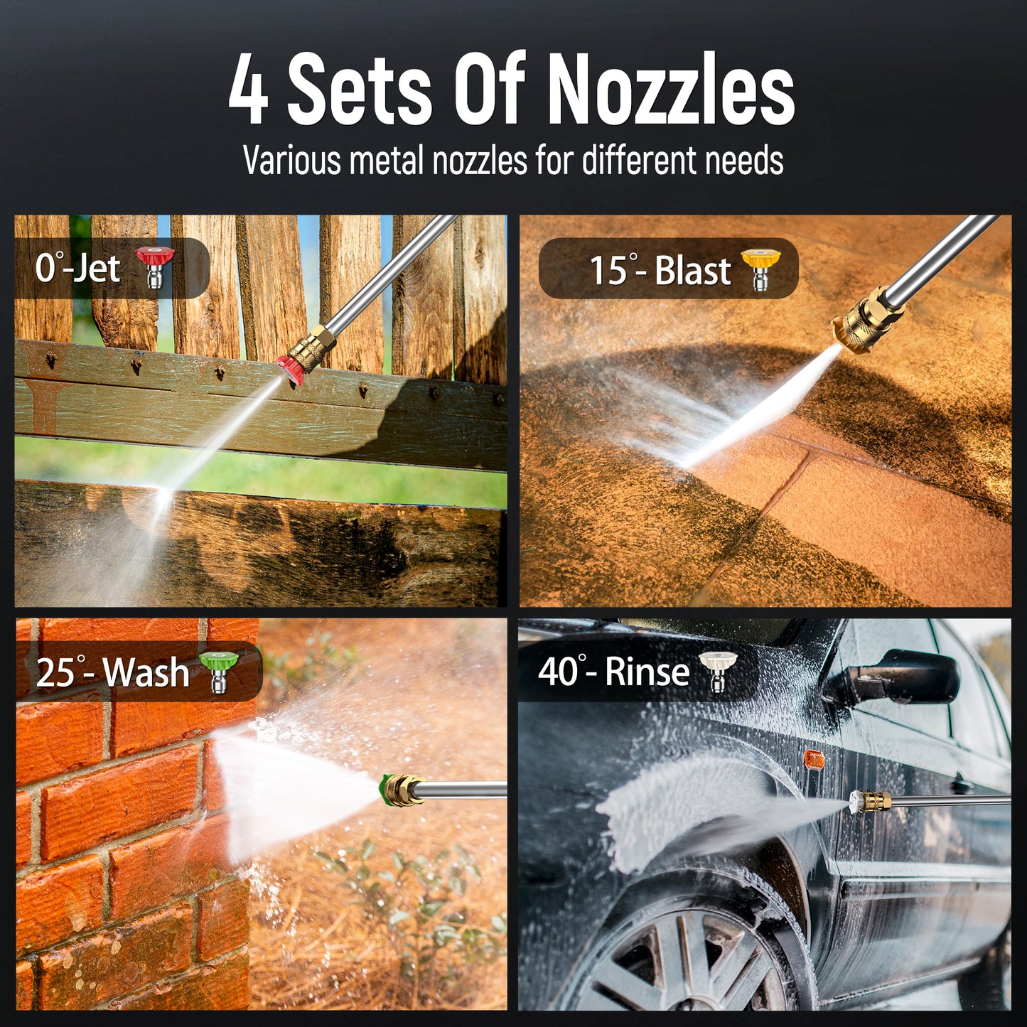 Electric Pressure Washer, EVMORE 2500 PSI Pressure Cleaner Wash Machine with Upgraded Swivel Joint, 4 Nozzles Tips 25 FT Hose for Car,Patios,Garden,Fences - Orange