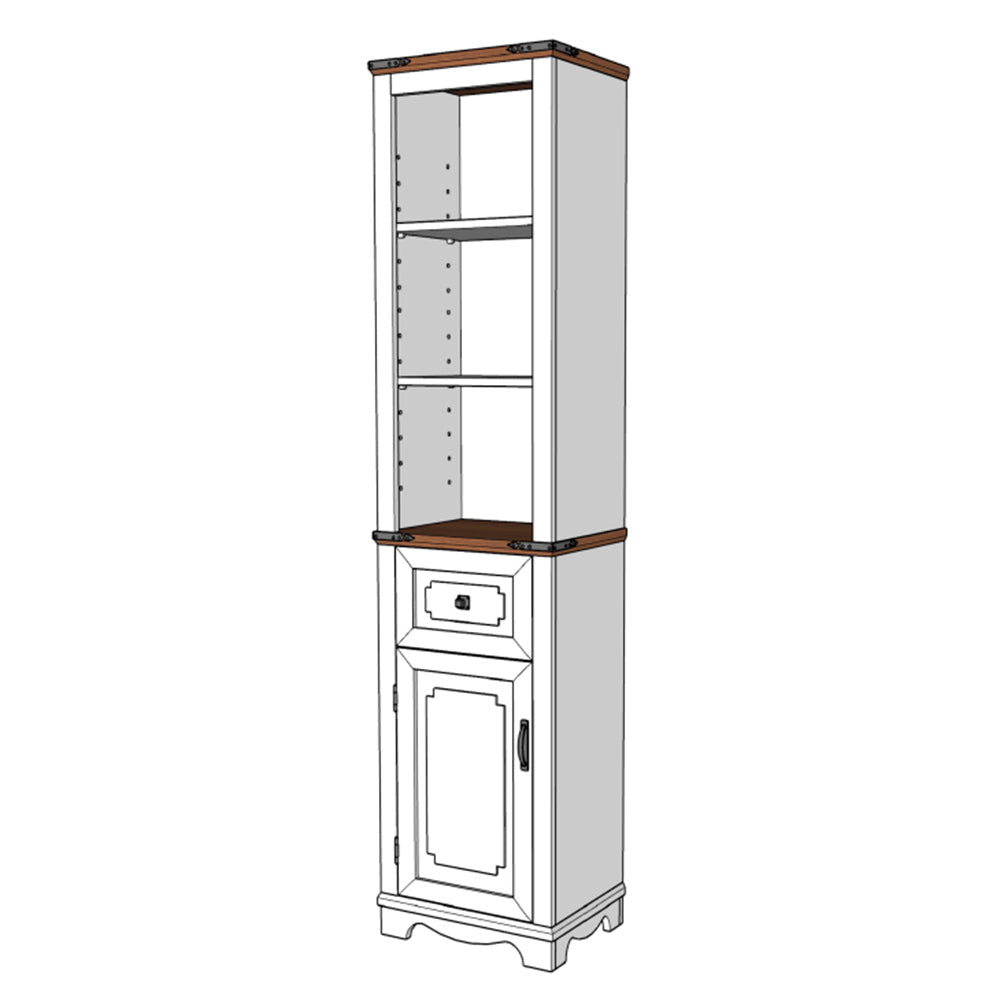 Bathroom Storage Cabinet, Freestanding Narrow Tall Tower with 3 Open Adjustable Shelves and 2 Doors for Bathroom, Living Room, Home Office