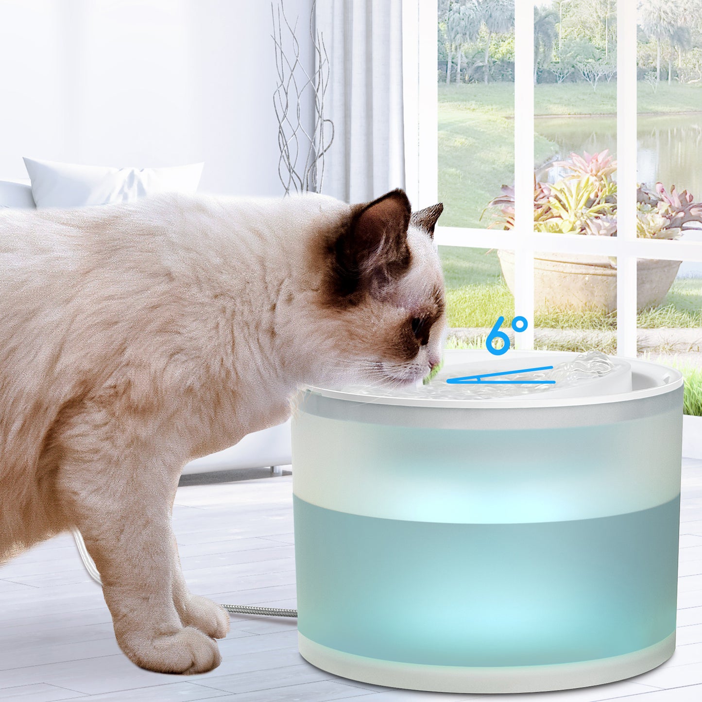 Cat Water Fountain with Wireless Pump, Indoor Ultra-Quiet Pet Water Dispenser for Cats, Small Dogs and Other Pets