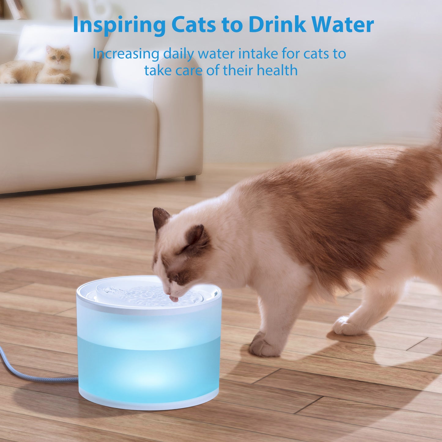 Cat Water Fountain with Wireless Pump, Indoor Ultra-Quiet Pet Water Dispenser for Cats, Small Dogs and Other Pets