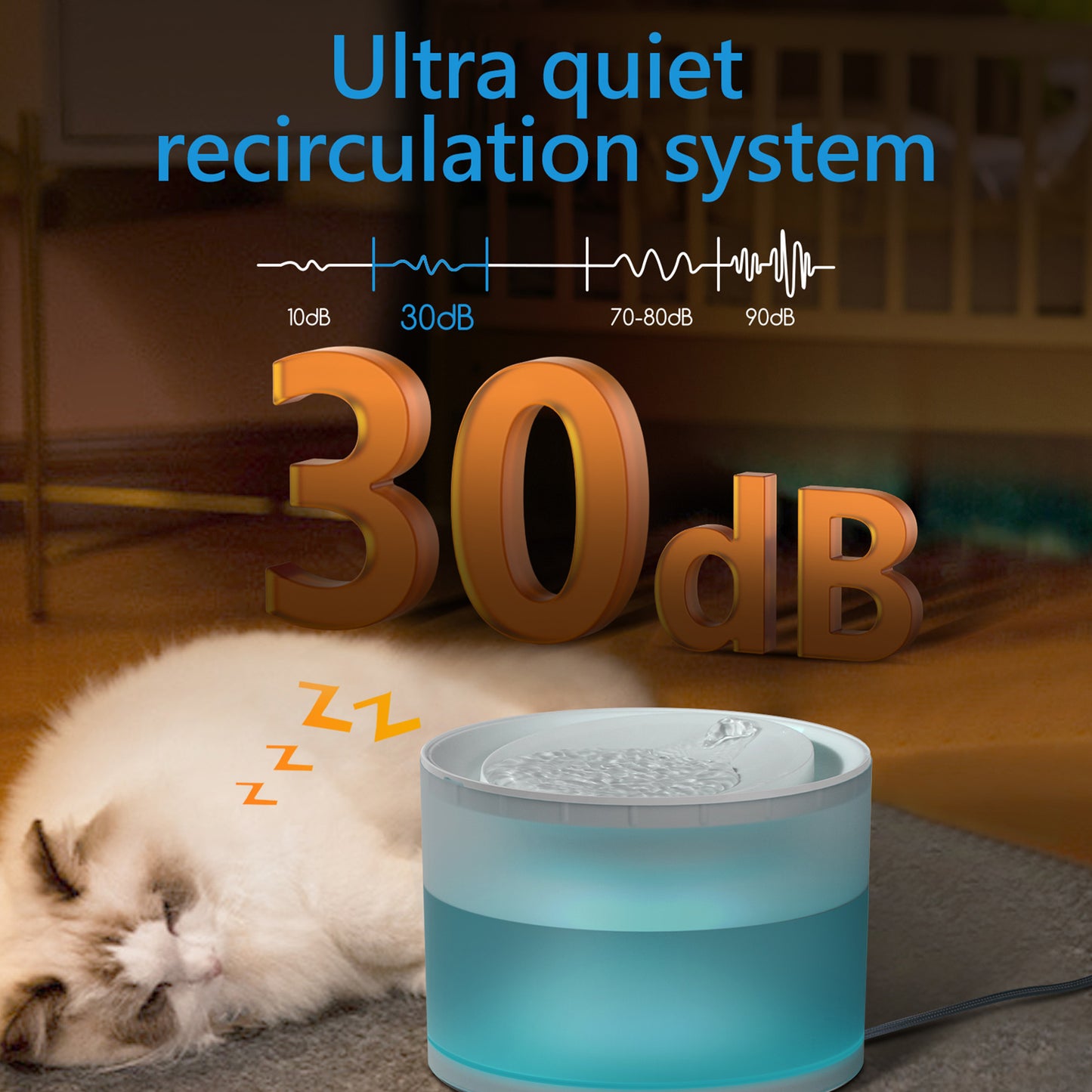 Cat Water Fountain with Wireless Pump, Indoor Ultra-Quiet Pet Water Dispenser for Cats, Small Dogs and Other Pets