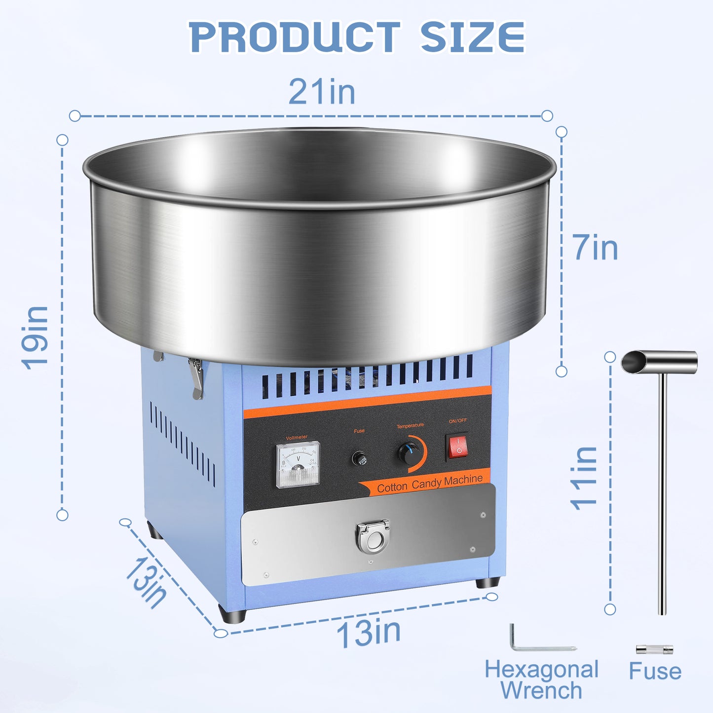 Electric Cotton Candy Machine for Home and Commercial Use, Blue