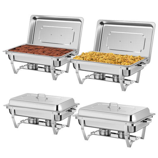 4 Pack 9.5QT Chafing Dish Buffet Set, Stainless Steel Food Warmer with Water Pan, Chafing Fuel Holder for Home Party