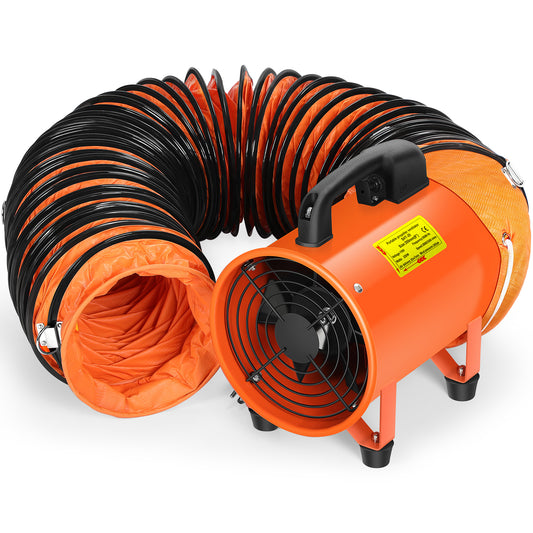 8" Industrial Utility Blower with 24.6ft Duct Hose, High Velocity Ventilation Extraction