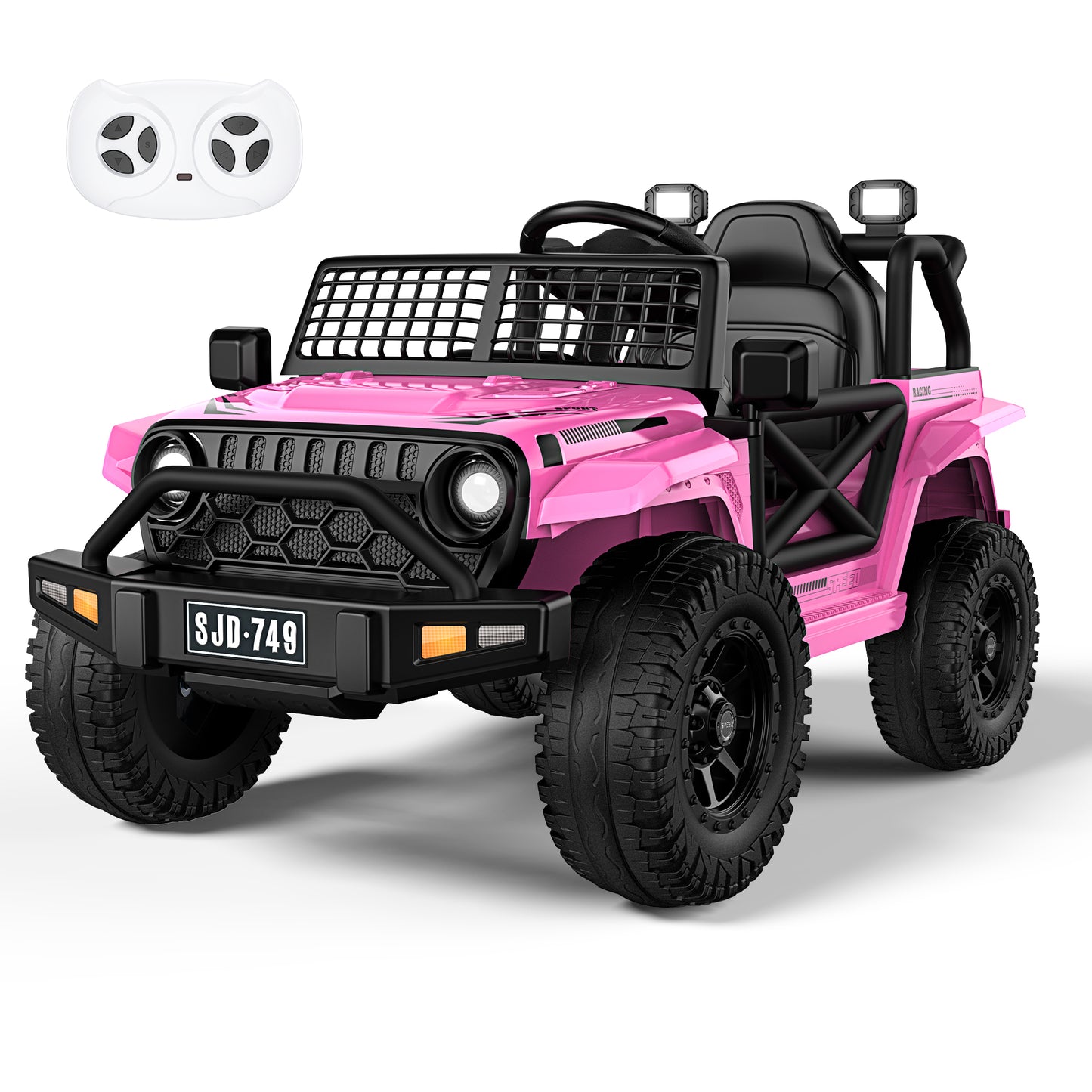 12V Kids Toddler Ride On Truck Electric Car,7Ah Large Battery Kids Powerful Ride On Jeep with Remote Control,2 Speeds,LED Lights,Horn,Music for Kids Toddlers Pink