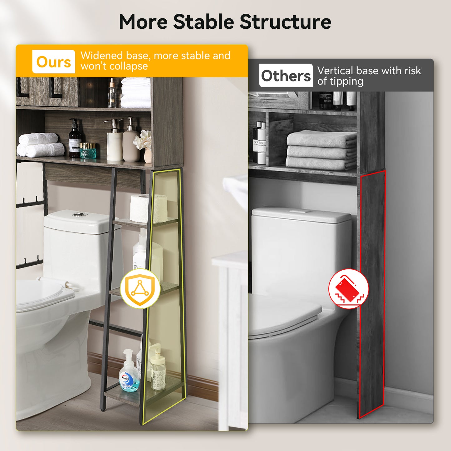 Over The Toilet Storage Cabinet with Adjustable Shelf, Freestanding Storage Rack