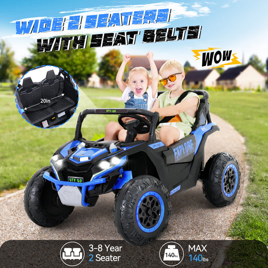 24V Kids Ride on UTV with Remote Control, 2 Seater 550W Ride on Dump Truck Car, Electric Battery Powered Ride on Toys with Horn, MP3, Bluetooth Music, Big Kids