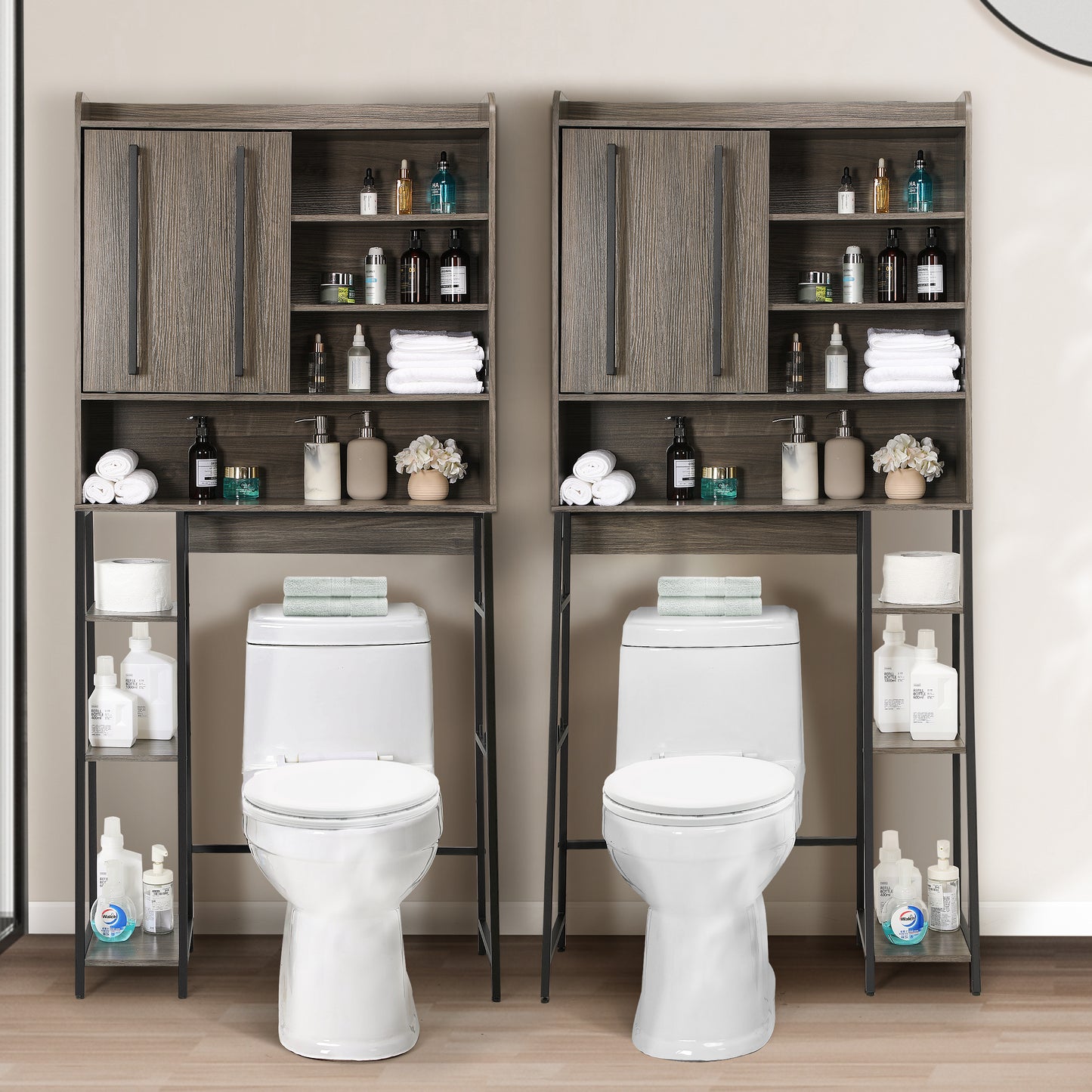 Over The Toilet Storage Cabinet with Adjustable Shelf, Freestanding Storage Rack