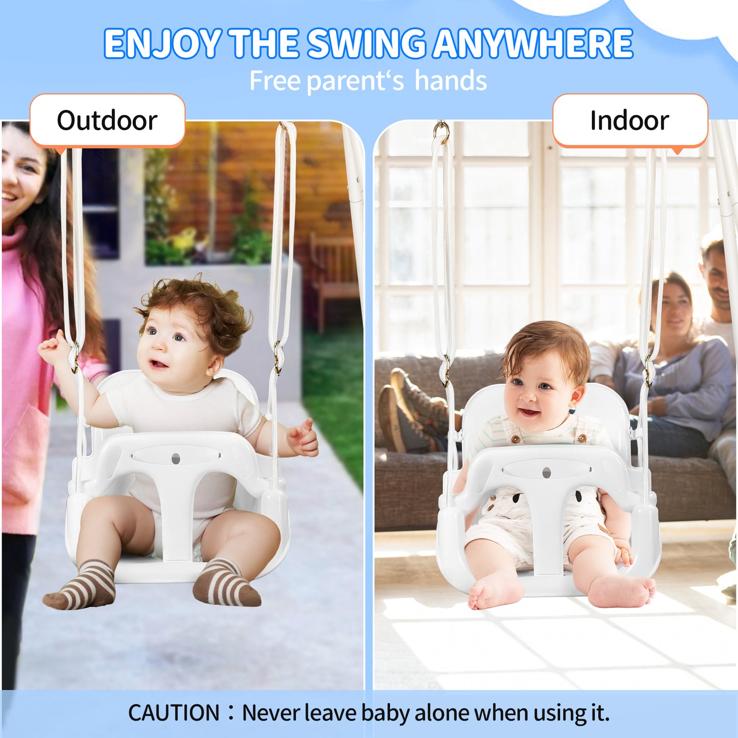 4-in-1 Toddler Swing Set, Foldable Kids Swing & Baby Jumper for Indoor Outdoor Play Backyard Activity Center