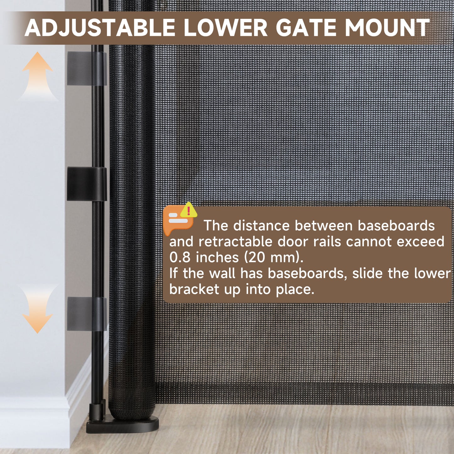 Retractable Baby Safety Gate, 34" Tall, Extends to 140" Wide Mesh Pet Dog Gates for Doorways, Stairs, Hallways, Indoor Outdoor