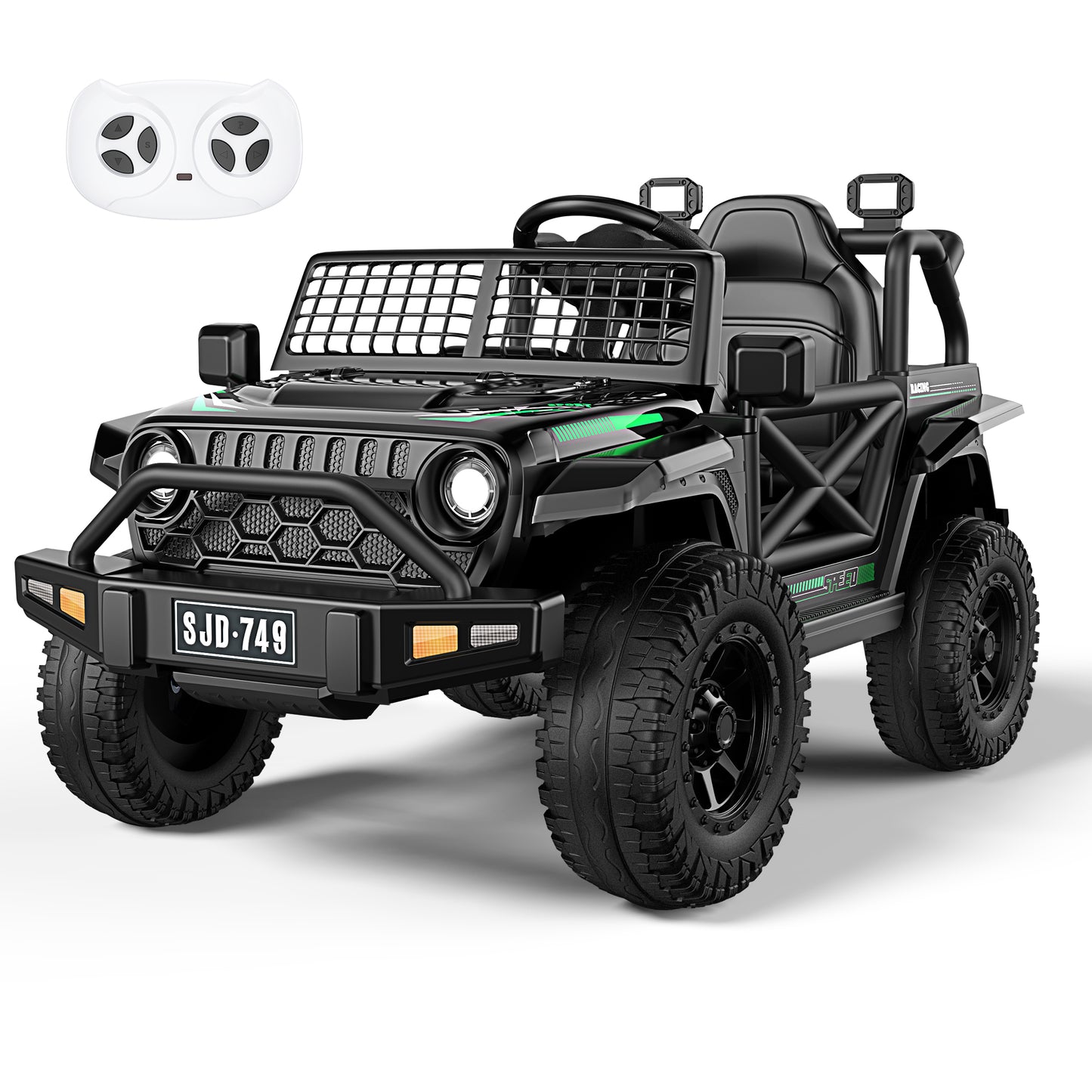 12V Powered Ride on Truck,Kids Ride on Cars Jeep Toy with Remote Control,Electric Cars with Spring Suspension,Bluetooth,Music,LED,Safety Belts,Electric Car for Kids 3-8 Yr Boys Girls Gifts