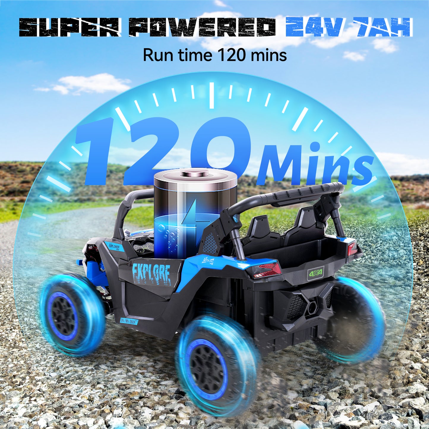 24V Kids Ride on UTV with Remote Control, 2 Seater 550W Ride on Dump Truck Car, Electric Battery Powered Ride on Toys with Horn, MP3, Bluetooth Music, Big Kids