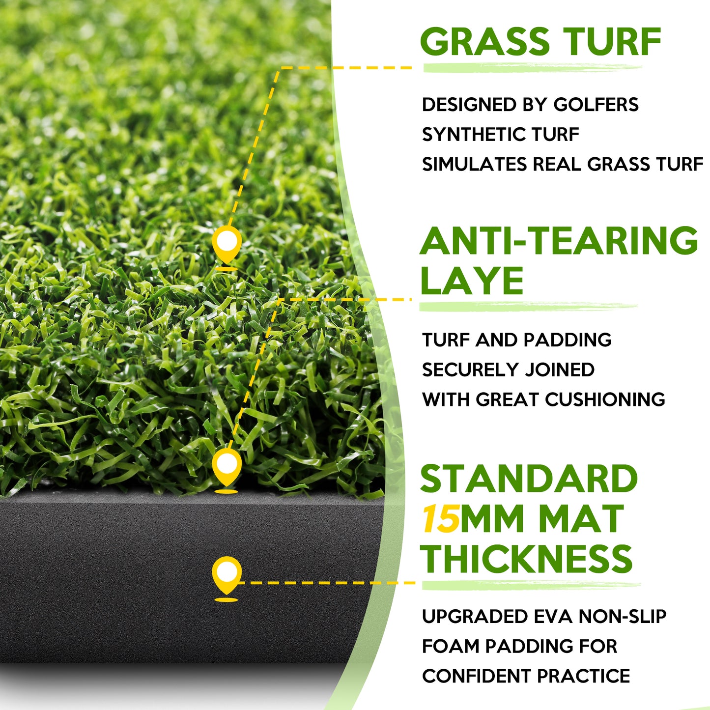 Golf Mat,EVMORE Artificial Turf Golf Hitting Mats Practice with 10 Golf Balls, 9 Golf Tees, 5x4ft Golf Hitting Training Aids for Backyard Driving Chipping Indoor Outdoor Training