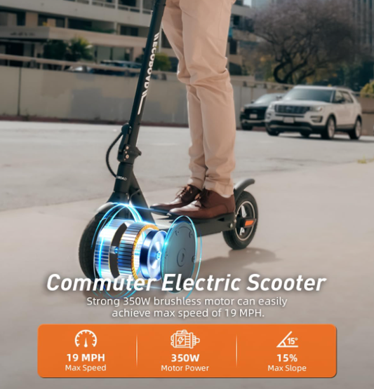 EVMORE Adult Electric Scooter, 10" Pneumatic Tire, Max 30 mile Range 500W Foldable Scooter, Black