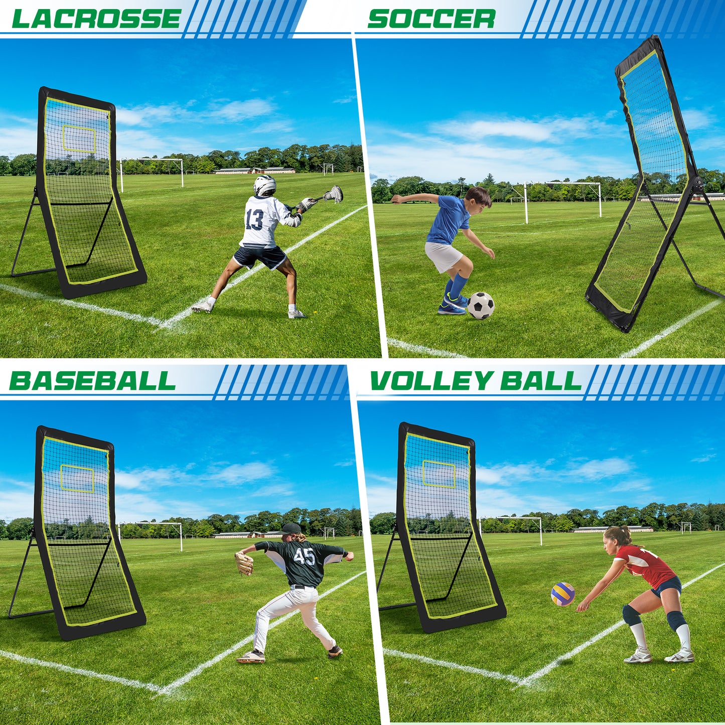 7x4ft Lacrosse Rebounder Pitchback Training Screen, Practice Catching, Throwing and Shooting