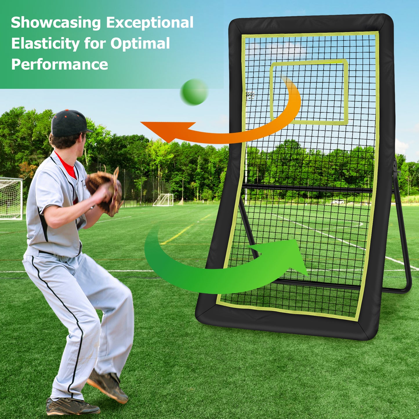 7x4ft Lacrosse Rebounder Pitchback Training Screen, Practice Catching, Throwing and Shooting