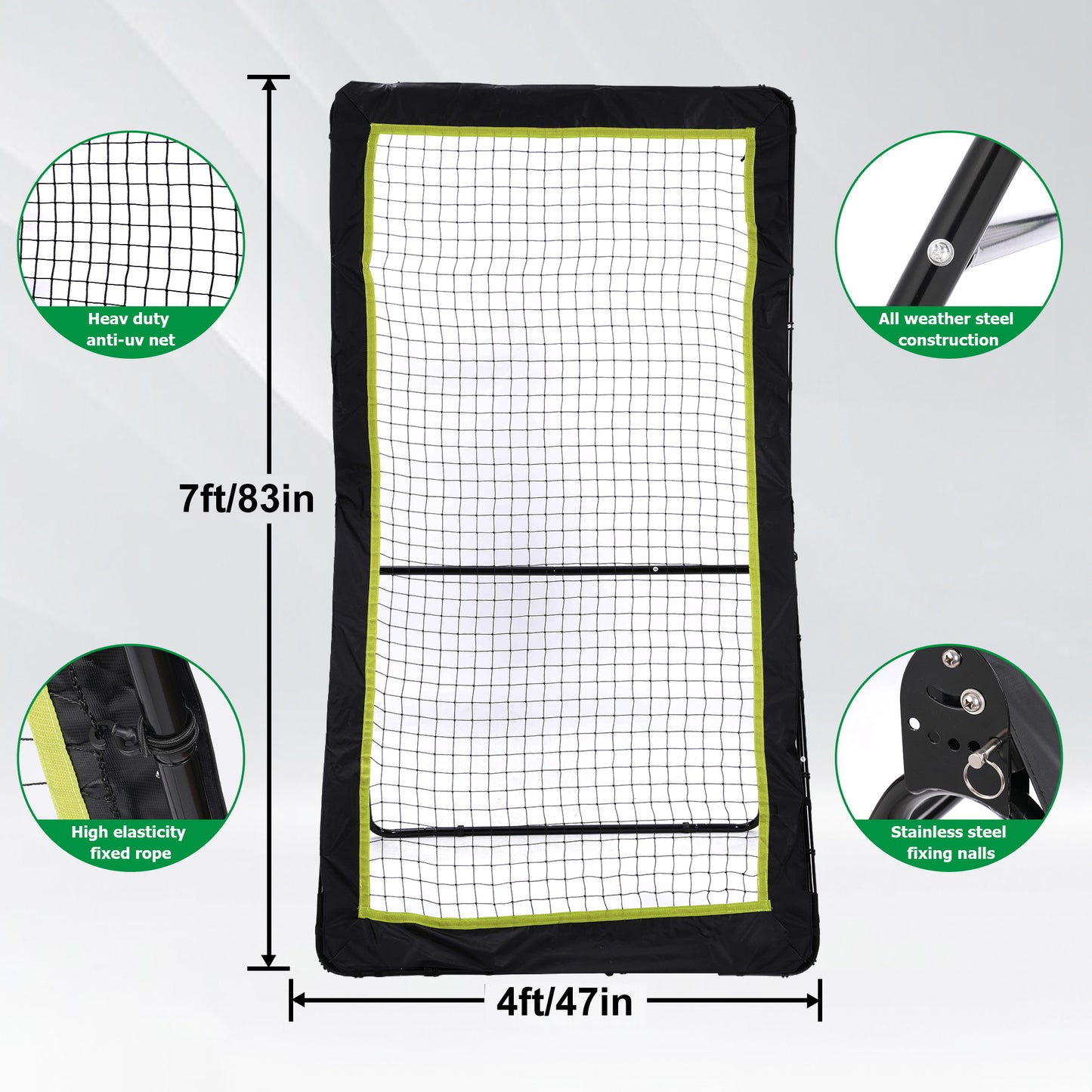 7x4ft Lacrosse Rebounder Pitchback Training Screen, Practice Catching, Throwing and Shooting