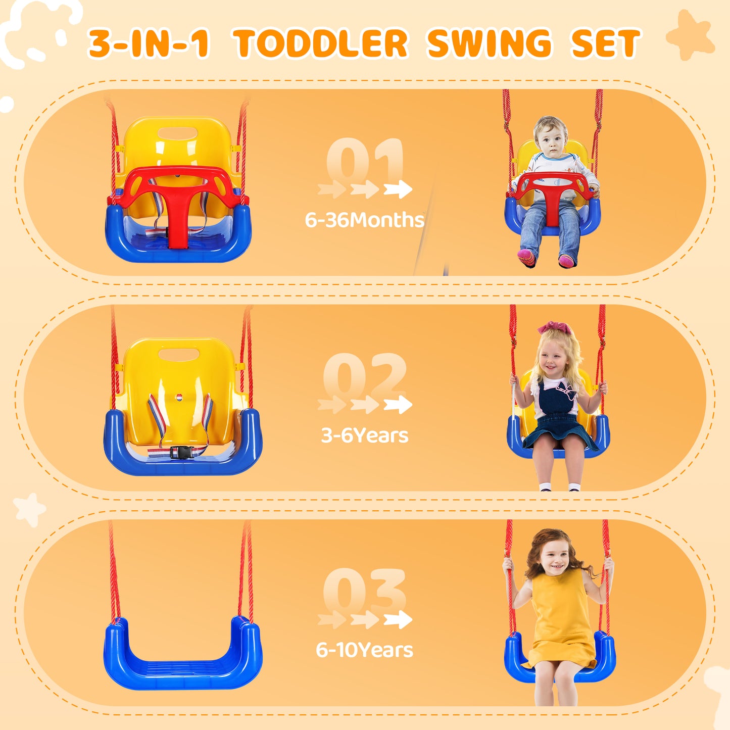 3-in-1 Toddler Swing Set for Indoor Outdoor Foldable Kids Swing Play Activity Center