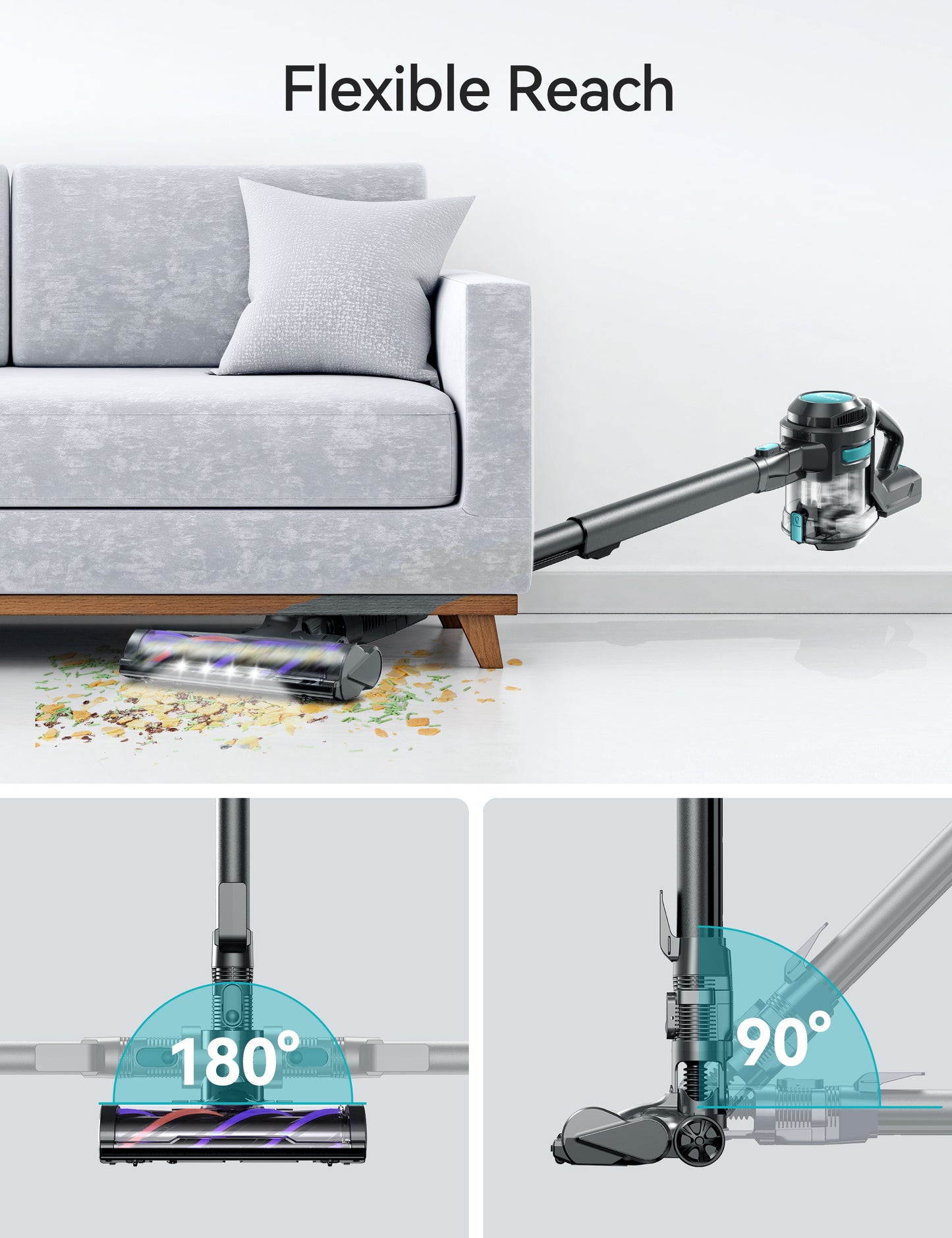 EVMORE Rechargeable Cordless Stick Vacuum Cleaner Powerful Suction