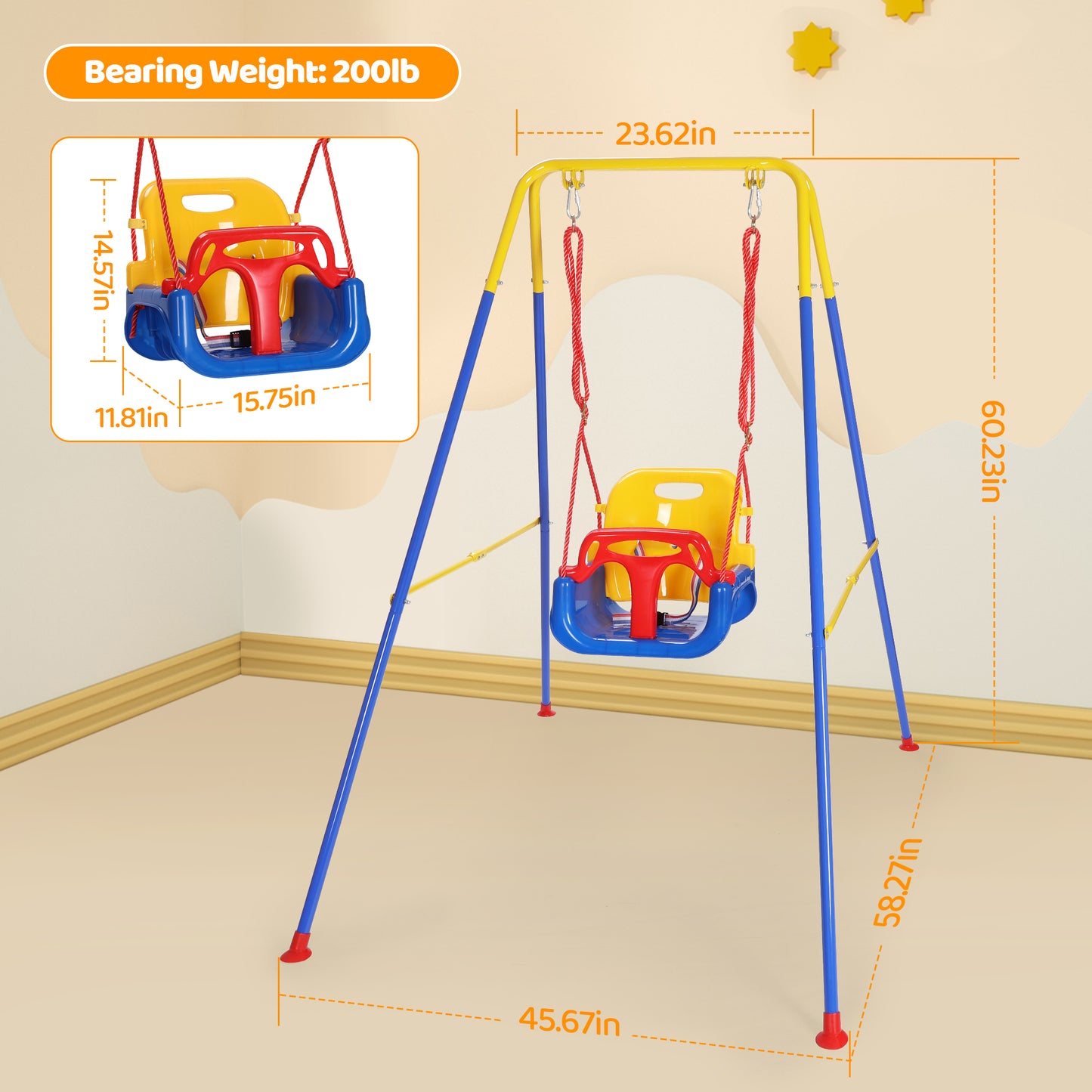 3-in-1 Toddler Swing Set for Indoor Outdoor Foldable Kids Swing Play Activity Center