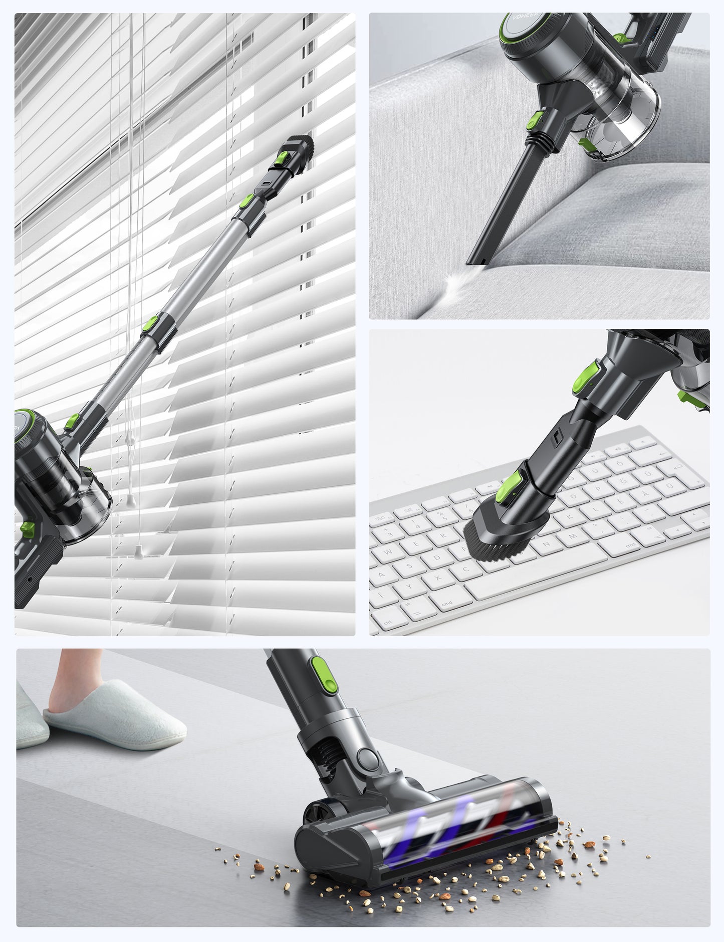 Cordless Vacuum Cleaner,EVMORE 6-in-1 Stick Handheld Vacuum 14kPa Ultra-Light for Carpet Floor Pet Hair