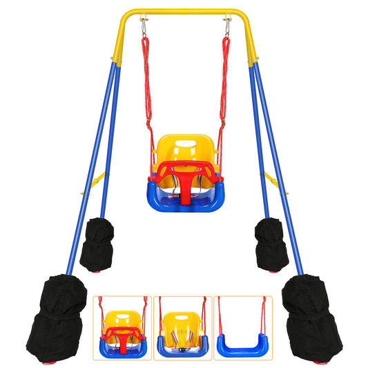 3-in-1 Toddler Swing Set for Indoor Outdoor Foldable Kids Swing Play Activity Center