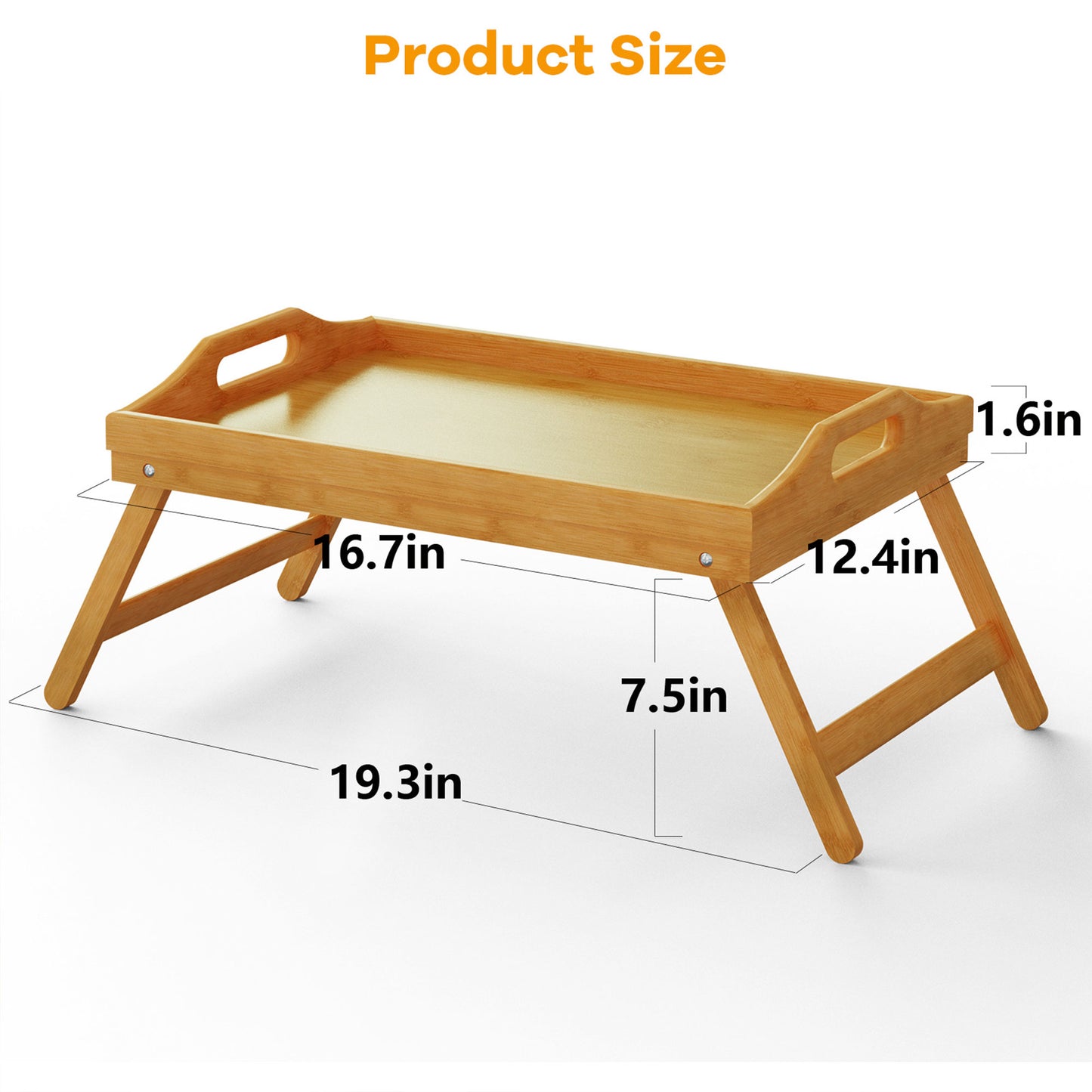 2 PACK Bed Table Tray with Folding Legs & Handles, Bamboo Food Lap Trays Fits for Adult Kids Eating/TV