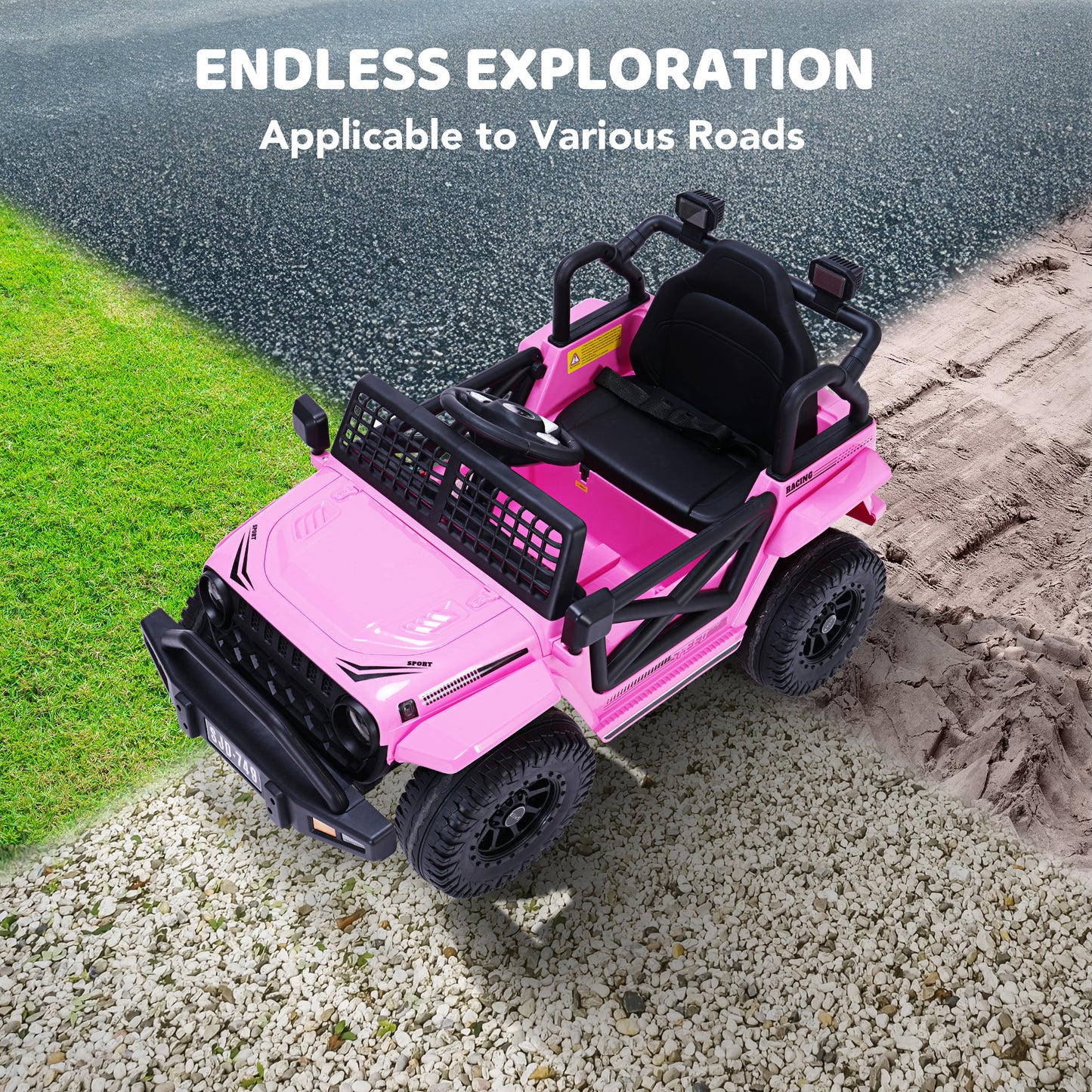 12V Kids Toddler Ride On Truck Electric Car,7Ah Large Battery Kids Powerful Ride On Jeep with Remote Control,2 Speeds,LED Lights,Horn,Music for Kids Toddlers Pink