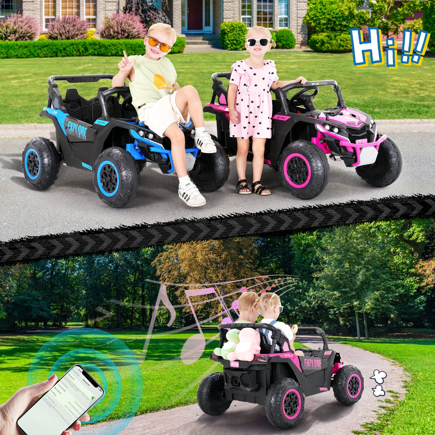 12V Kids Toddler Ride On Truck Electric Car,7Ah Large Battery Kids Powerful Ride On Jeep with Remote Control,2 Speeds,LED Lights,Horn,Music for Kids Toddlers Pink