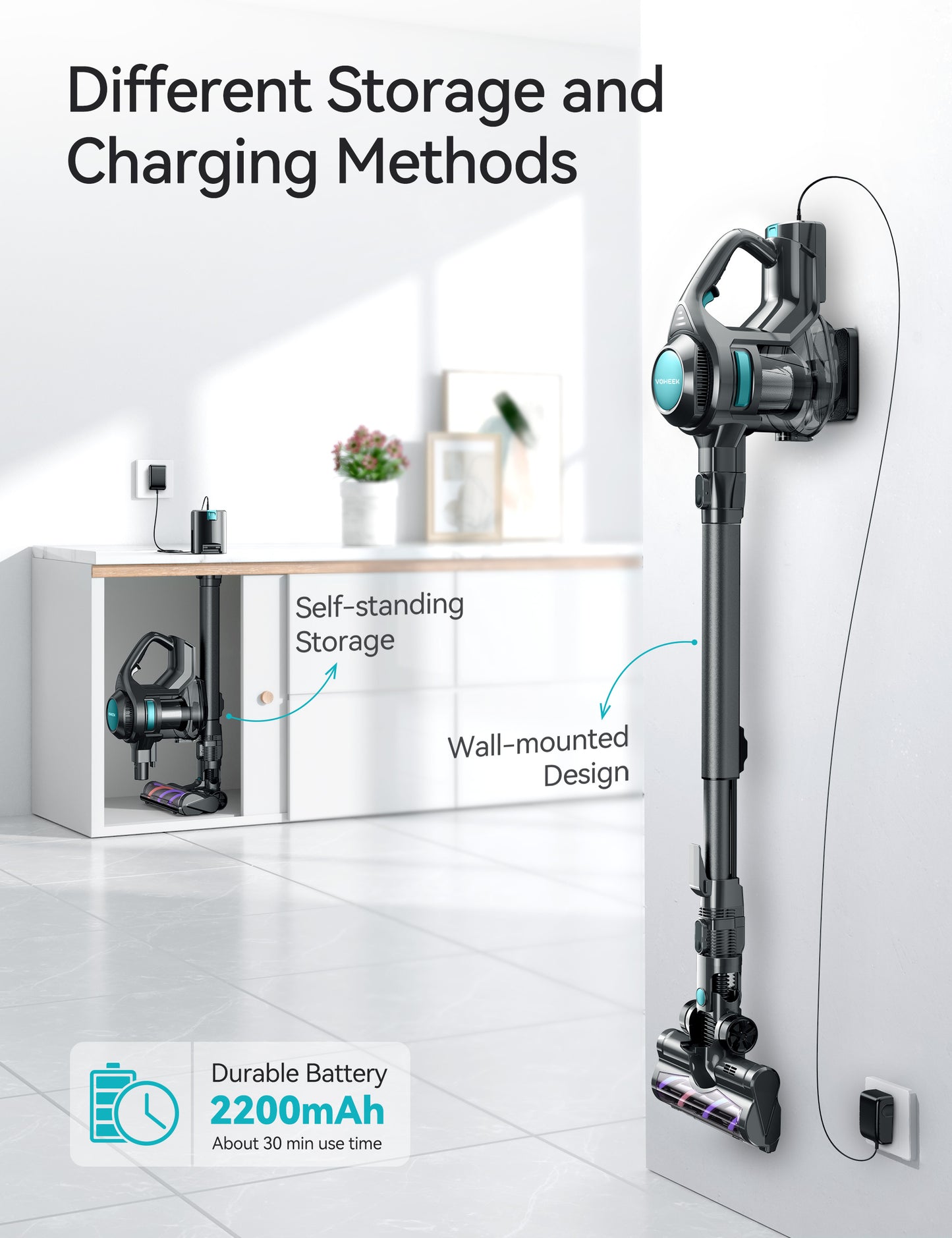 EVMORE Rechargeable Cordless Stick Vacuum Cleaner Powerful Suction