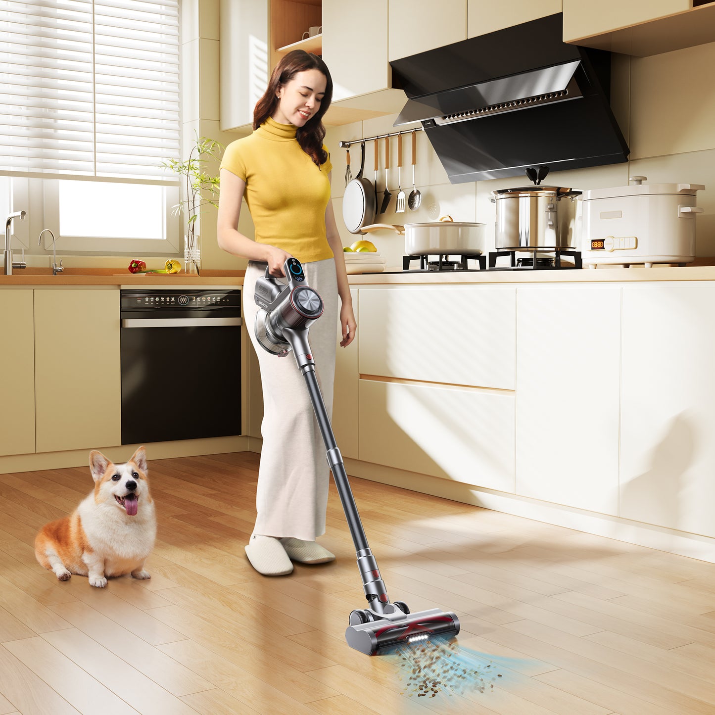 Rechargeable Cordless Stick Vacuum Cleaner with Powerful Suction for Home