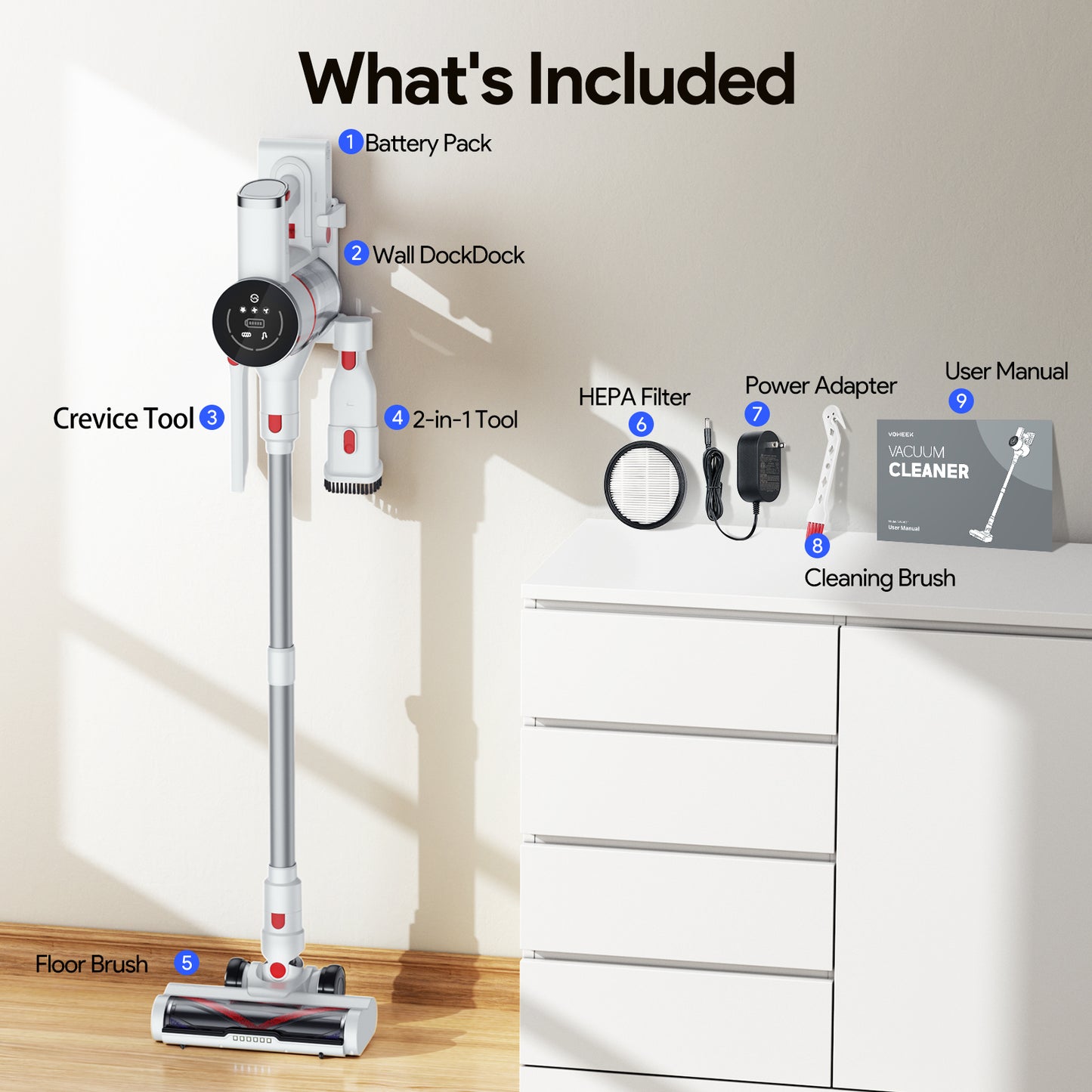 Cordless Vacuum Cleaner,EVMORE Stick Handheld Vacuum 30kPa Ultra-Light for Carpet Floor Pet Hair