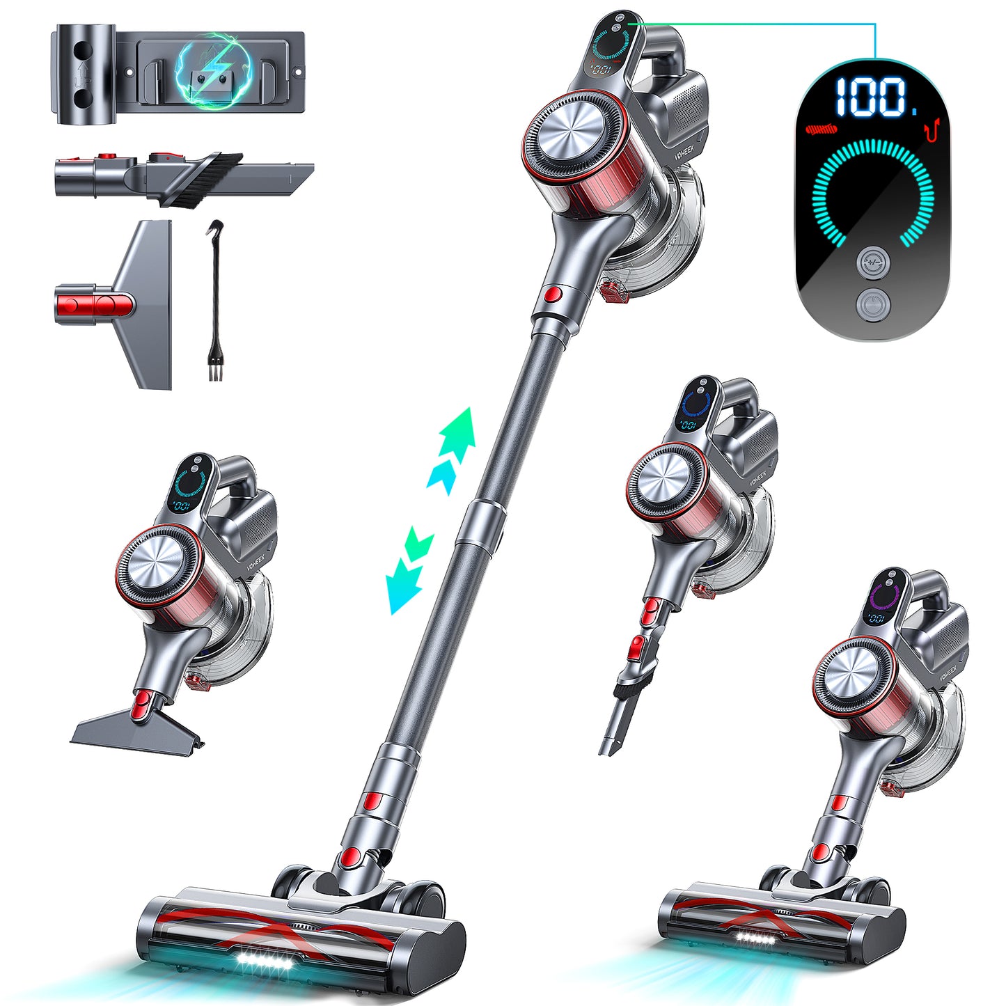 Rechargeable Cordless Stick Vacuum Cleaner with Powerful Suction for Home