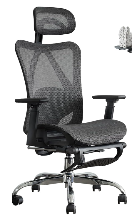 Office Chair,EVMORE Computer Desk Chair,Gaming-Ergonomic Mid Back Cushion Lumbar Support With Wheels Adjustable Swivel Rolling Home Executive White Grey