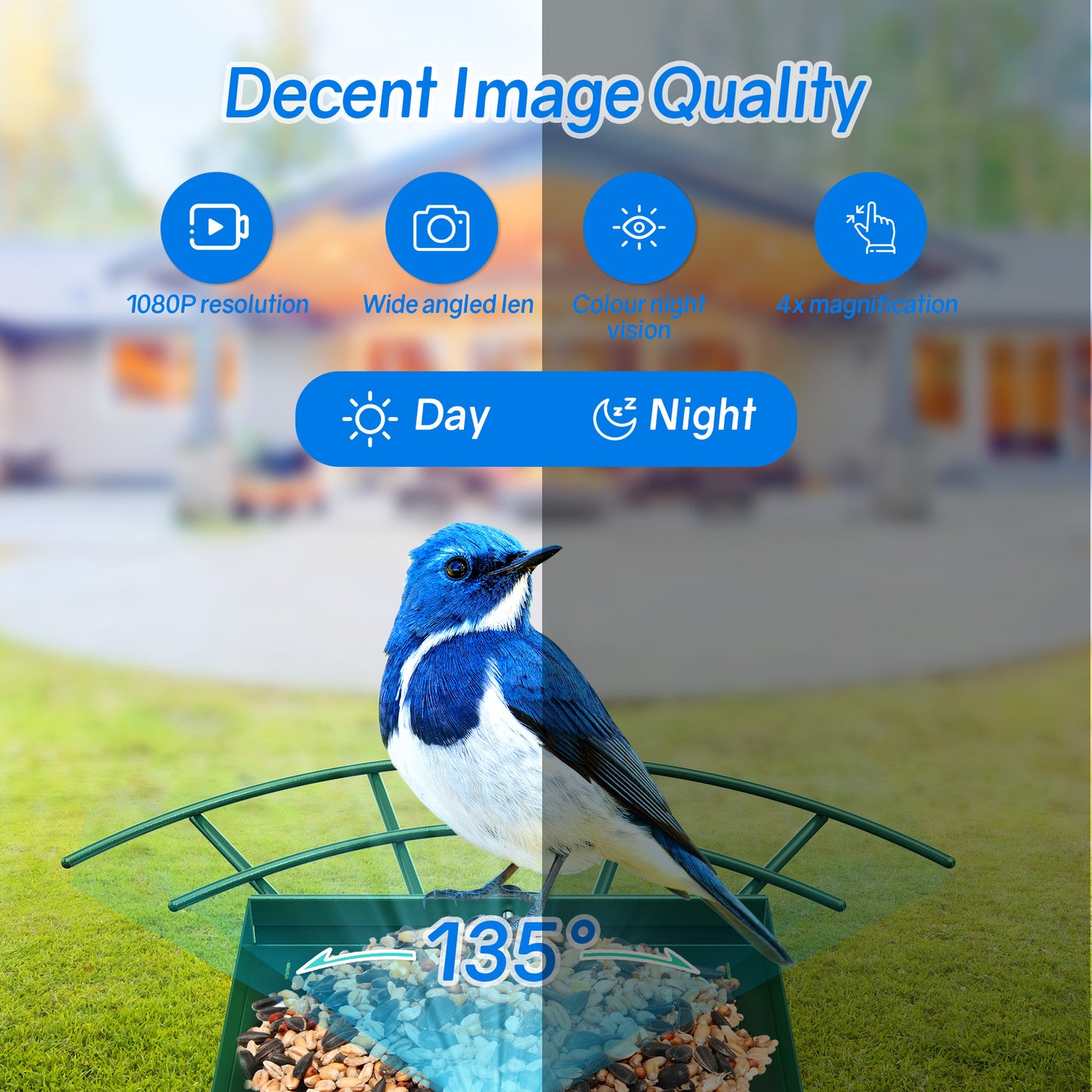 Smart Bird Feeder, Outdoor Bird Watching Camera Auto Capture & Motion Detection