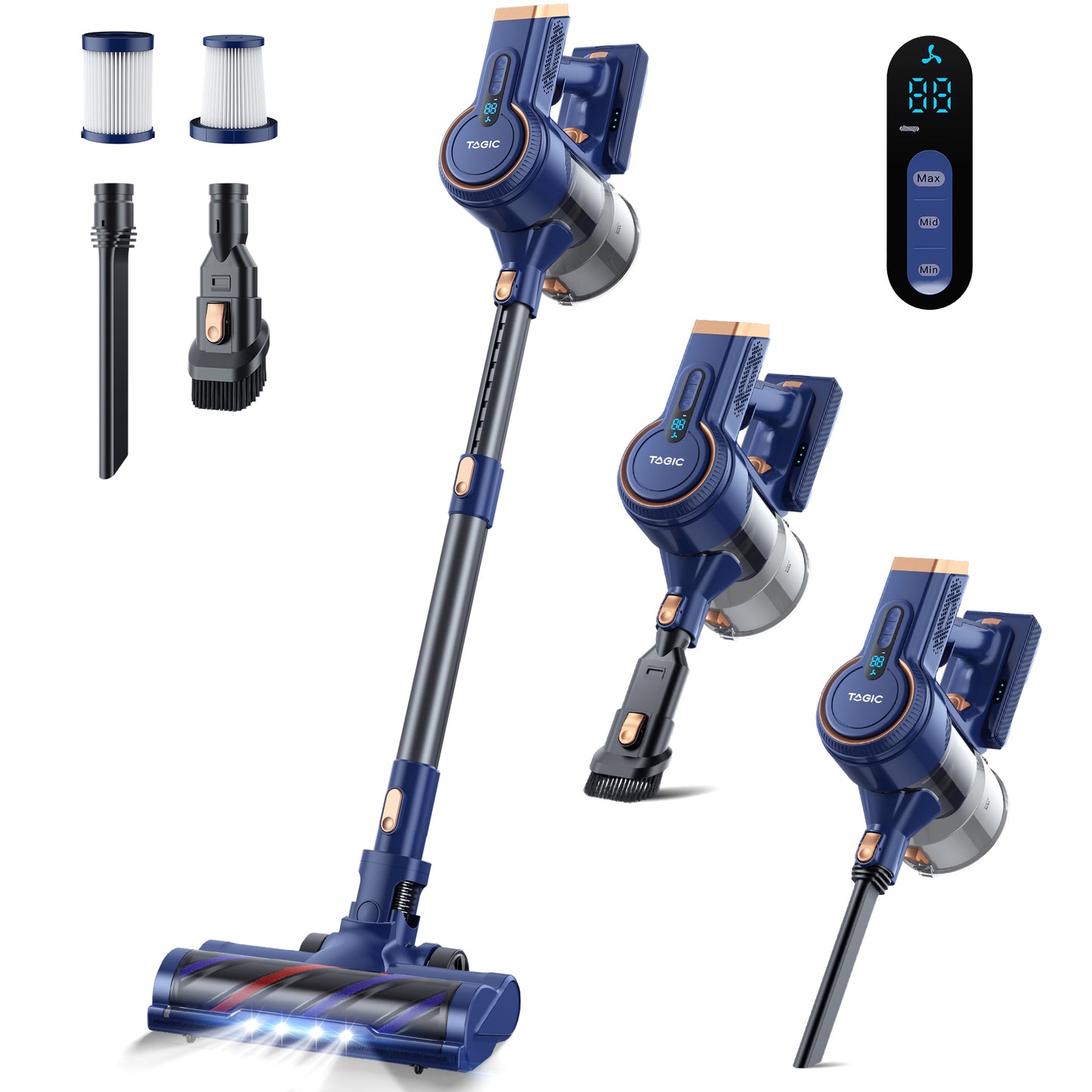 Cordless Vacuum Cleaner,EVMORE 6-in-1 Stick Handheld Vacuum 14kPa Ultra-Light for Carpet Floor Pet Hair